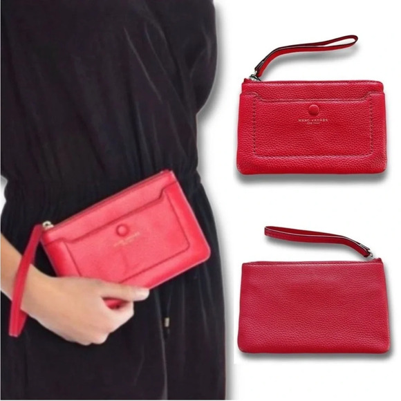 Marc Jacobs Leather Wristlet | One Size | Poppy Red | New with Tags - Picture 3 of 7